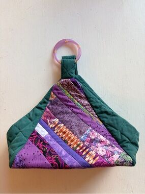 HANDMADE Quilted Patchwork Trapezoide-Shaped Handbag
